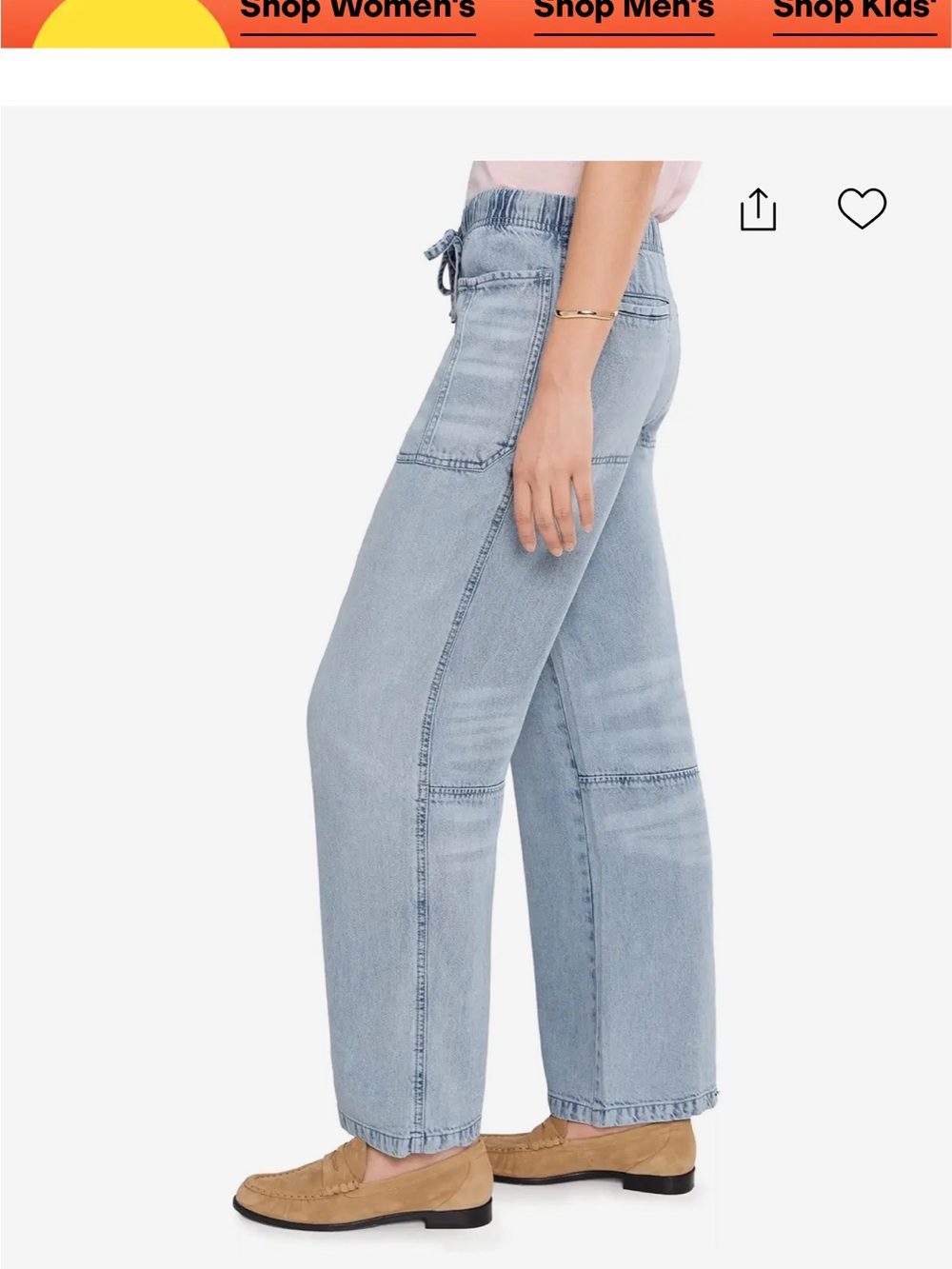 Splendid Lounge Denim straight pants: light wash drawstring size small - Picture 2 of 8
